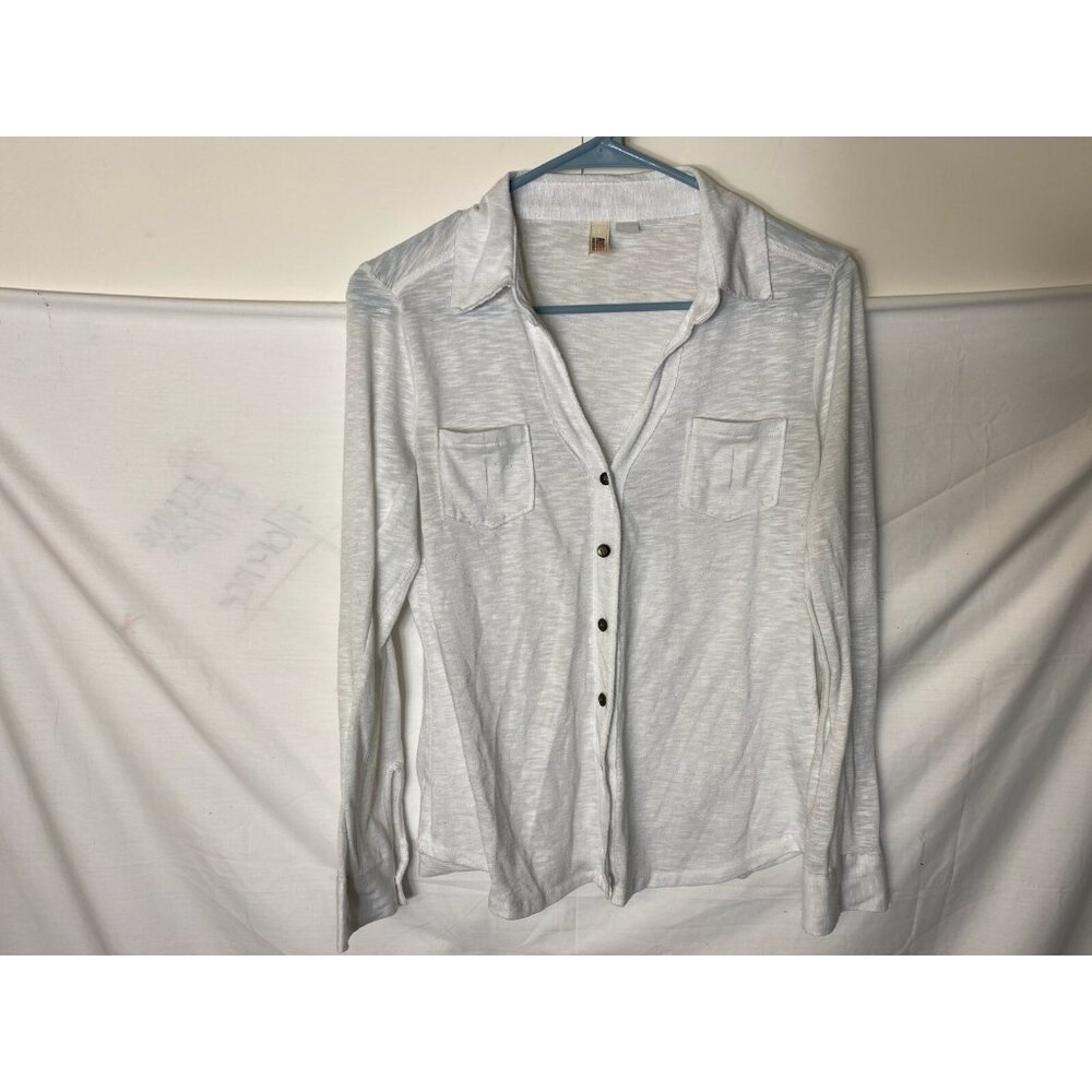 White Scandi Women's Top Capsule Coastal Normcore Small Basic Staple